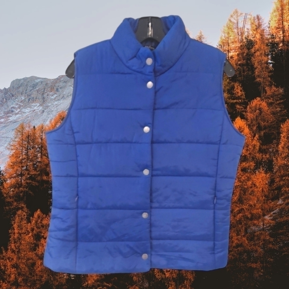 𝅺daisy Fuentes Royal Blue Puffer Snap Vest sz S
